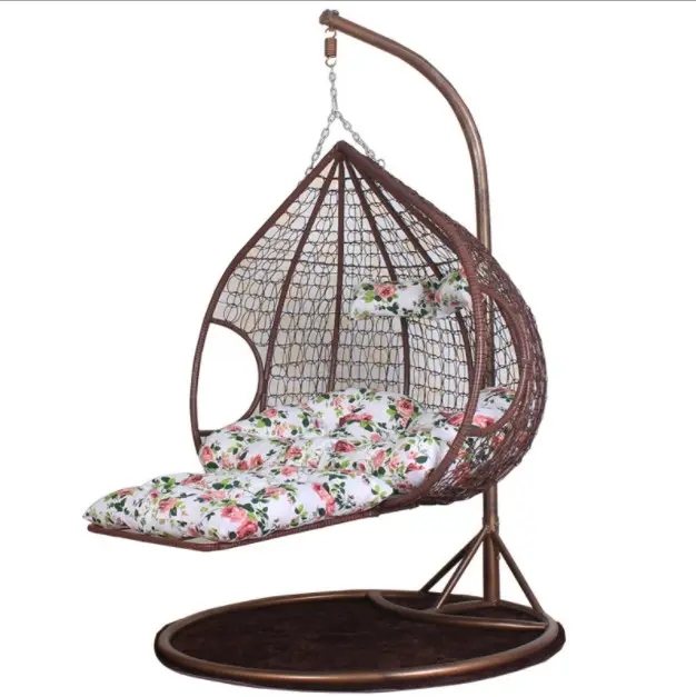 Best popular patio swing hanging egg waterproof cushion hammock chair with metal base