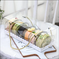 Récipient à pâtisserie simple transparent en plastique Boîte à gâteaux Boîte à desserts rectangulaire avec poignée