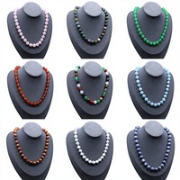 Collier noué en pierre naturelle, cristal d'agate arc-en-ciel, perles rondes de 12 mm, avec finition polie et lustrée