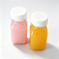 Bouteille vide carrée en plastique PET transparente de 100 ml (3,4 oz) pour café infusé à froid ou jus d'orange, avec bouchons blancs transparents