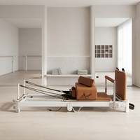 Machine de Pilates Reformer portable en aluminium blanc, pliable et compacte, pour la maison et la salle de sport