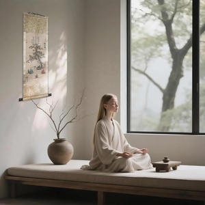 <span class=keywords><strong>Paysage</strong></span> chinois Art décoration murale papier <span class=keywords><strong>encre</strong></span> défilement peinture traditionnelle asiatique bureau à domicile suspendus défilement Zen cadeaux - Product Image 2