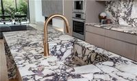 Lavabo double en marbre Calacatta Viola SHIHUI pour salle de bain, lavabo en marbre pour salle d'eau, lavabo mural, vasque en marbre flottante