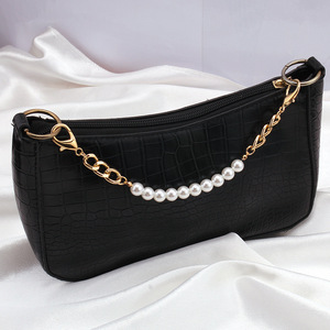 Cadena para Bolso con Perlas Blancas, Cadena para Bolso con Perlas Doradas, Chapado en Aleación, Accesorios para Bolsos de Mujer - Product Image 2