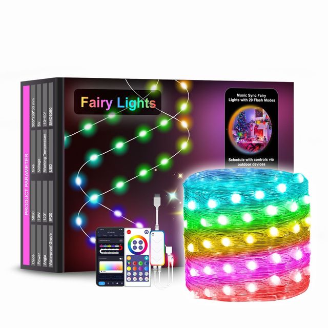 LED String Light Smart BLE/WiFi App Control Garland Waterproof Outdoor Fairy Lights for Christmas Holiday Party Birthday Decor