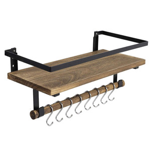 Kệ Móc Sắt Gỗ Trang Trí Nhà Bếp Bộ Mộc Mạc Kệ Treo Tường Màu Đen - Product Image 1