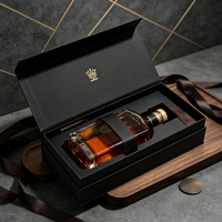 Boîte à whisky avec logo personnalisé, boîte cadeau de luxe en carton rigide pour bouteille d'alcool avec séparateur, vente en gros
