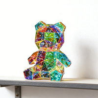 Lampe de chevet LED Ours en peluche irisé, holographique prismatique, à brancher, moderne, blanc chaud, pour chambre d'enfant et de bébé