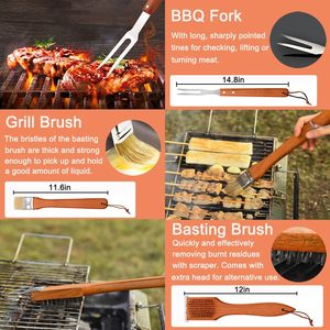 Ustensiles de barbecue robustes en acier inoxydable, ensemble multi-outils 19 pièces, qualité alimentaire, compatibles lave-vaisselle, pour barbecue extérieur, vente en gros - Product Image 2