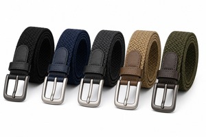 <span class=keywords><strong>Ceinture</strong></span> de golf <span class=keywords><strong>tressée</strong></span> élastique sans trous pour <span class=keywords><strong>homme</strong></span>, <span class=keywords><strong>ceinture</strong></span> décontractée extensible avec garniture en cuir et boucle à ardillon en alliage, OEM - Product Image 4