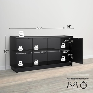 Aparador de Cocina y Comedor Moderno Negro con Almacenamiento, Mueble Buffet Personalizado para Pedidos al por Mayor - Product Image 4