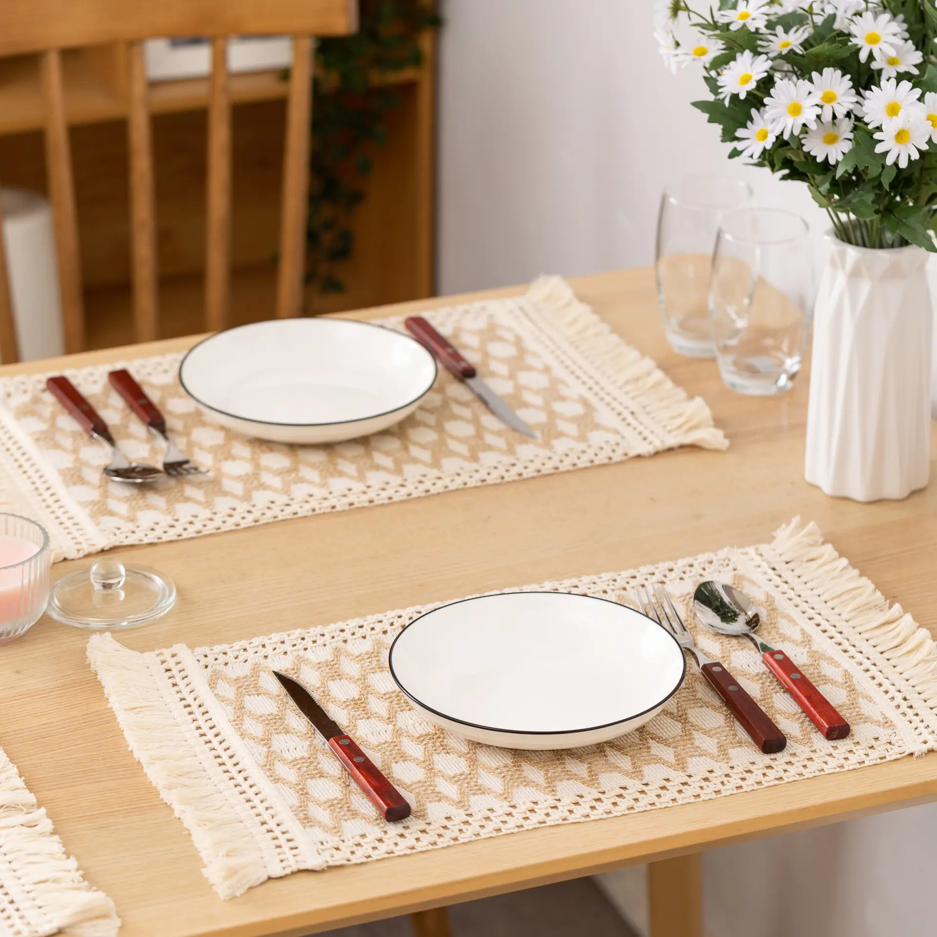 Artisan Made Boho Placement Hand Woven Exquisite Decorative Table Linen for Dining Coffee Table