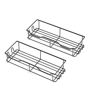 Bathroom <b>Storage</b> Rack Wall Mounted Rectangular Black 2 Layer Durable Custom Size for Kitchen <b>Sink</b> Organization - Product Image 1