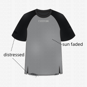 Youmi Áo thun nam tay áo raglan thường ngày Áo thun bóng chày tùy chỉnh dáng rộng phù hợp với mặt trời phai màu 100% cotton quá khổ dệt kim màu trơn - Product Image 1