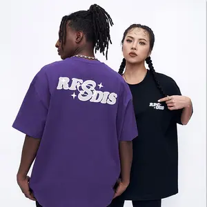 Özel ekran baskılı Logo ağır artı boyutu erkek Streetwear T-Shirt