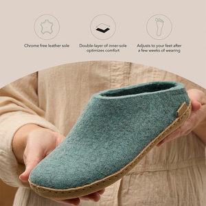 Pantoufles en <span class=keywords><strong>feutre</strong></span> de laine naturelle pour hommes avec logo personnalisé, <span class=keywords><strong>semelle</strong></span> intérieure double couche optimisée - Product Image 4