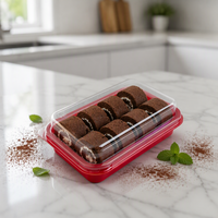 Boîte d'emballage alimentaire portable en plastique PET recyclable personnalisée, transparente, pour pâtisserie et desserts