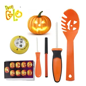 Kit ukiran labu untuk anak-anak, 14 mudah Halloween alat ukir labu Set dekorasi pesta Halloween