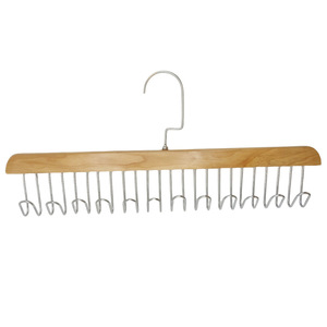 Wood Hanger With 12 Stainless Steel Hooks For Bras And Belts Storage Organizer Rectangle Shape Hook Type - Product Image 1
