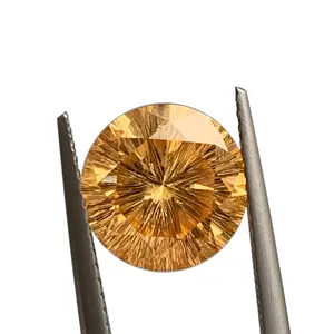 2022 novo material amarelo de cor dourada redondo, corte brilhante solto pedra preciosa preço por carat rutilado quartzo moissanite diamante