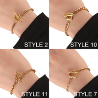 9 ENSEMBLES de fermoirs à bascule OT en acier inoxydable plaqué or 18 carats, modèles D2263/D2264, pour la fabrication de bijoux, bracelets, colliers, connecteurs et apprêts