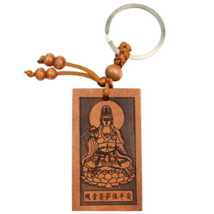 Llavero de madera de durazno con colgante tallado de Guanyin, estilo chino, regalo portátil - Product Image 5