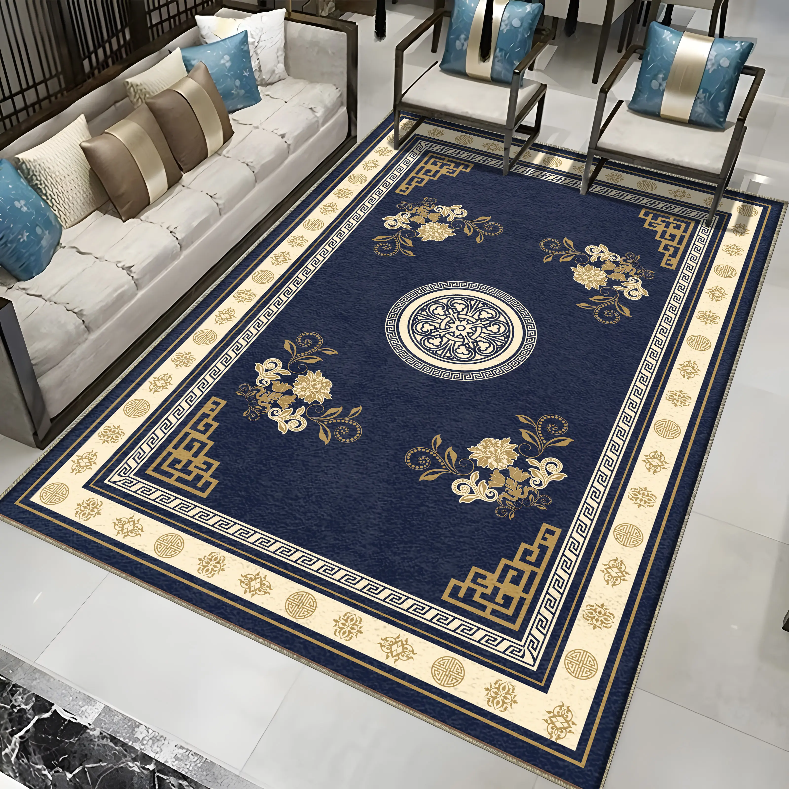 Karpet beludru kristal desain kustom Modern Persia pencetak Digital antiselip karpet dan karpet area besar ruang tamu