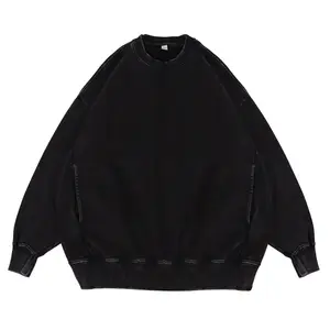 2023 Winter neues Design 350g/m² Sweatshirts mit Rundhals ausschnitt French Terry Sweatshirt für Männer Seiten taschen design hochwertige Säure wäsche ho