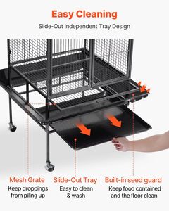 <span class=keywords><strong>Cage</strong></span> à oiseaux 32,7x31,1x82,7 pouces, dessus ouvert, en fer forgé, <span class=keywords><strong>cage</strong></span> à oiseaux avec perchoirs, plateau coulissant, mangeoires en plastique pour l'extérieur - Product Image 6
