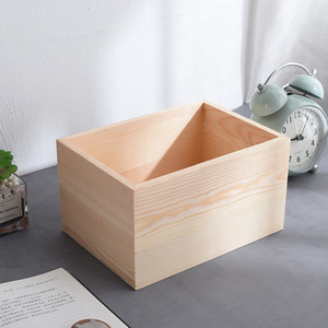Boîte en bois de pin à dessus ouvert, organisateur de rangement de bureau rectangulaire, utilisation au bureau - Product Image 3