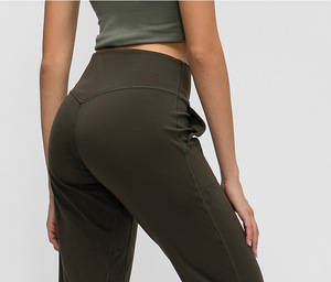 Pantalones Deportivos de Secado Rápido para Mujer, Cintura Media Alta, Corte Holgado y Recto, Sin Costuras, para Fitness, Largo hasta el Tobillo - Product Image 3