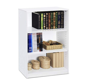 Étagère à livres en bois de style asymétrique moderne et simple, blanc et noir combinés, pour salon - Product Image 2