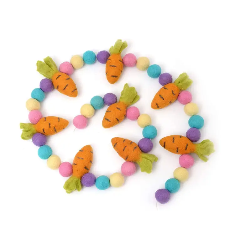 Party Decorations Home Decor 100% Spring & Birthdays Easter Natural Wool Felt Ball & Carrot Garland