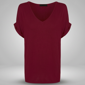 Camiseta de Verano para Mujer, Talla Grande, Tejida, 100% Algodón, Manga Corta, Cuello en V, Color Caramelo, Estilo Coreano, Holgada, Informal, Lisa, Oversize, de Secado Rápido - Product Image 3