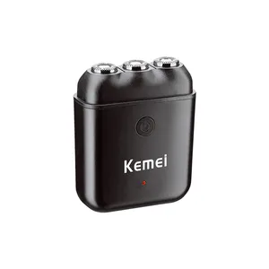 Rasoio da barba elettrico portatile Mini da uomo Kemei KM-1005 corpo in metallo USB Cutter Head batteria per la pulizia del viso