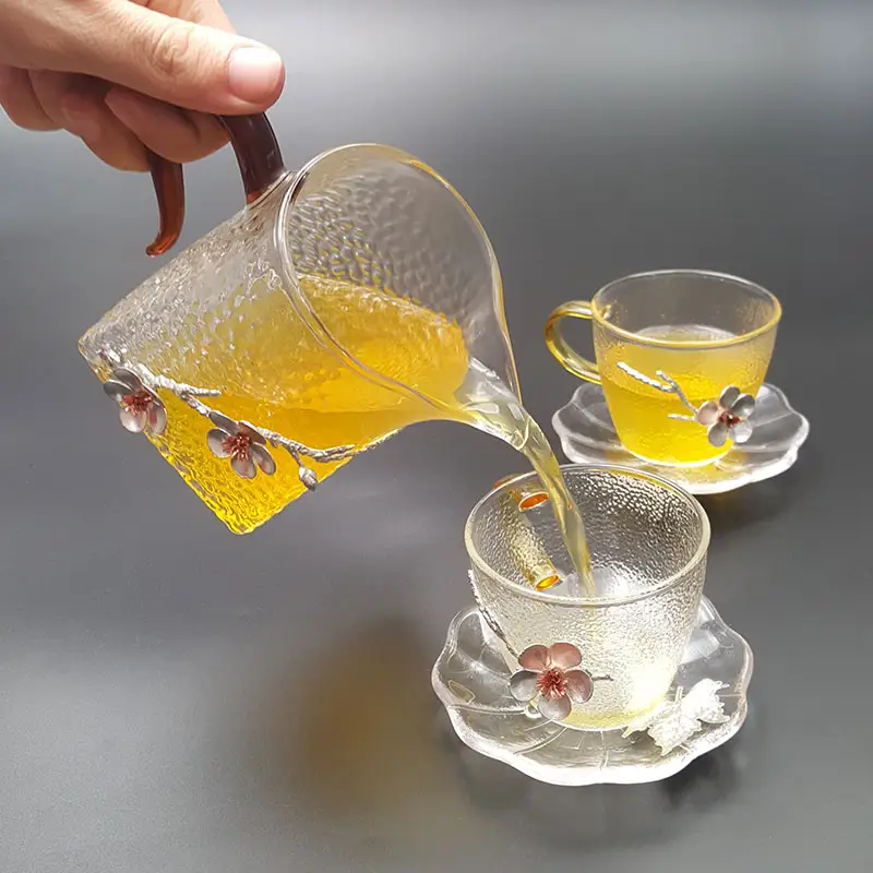 Изысканная Высокая боросиликатная термостойкая стеклянная ярмарка, набор для питья, черный чай, зеленый чай, чашка