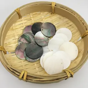 HanYu Factory Price Four Leaf Clover Stone Round Natural Gemstone White Gray Color Mother Of Pearl Shell