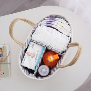 Cesta organizadora de cuerda de algodón con asa, portátil, con múltiples compartimentos y divisor, para el hogar o viajes. - Product Image 5