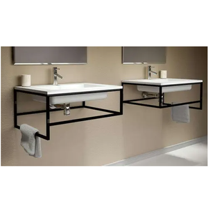 Design audacieux et minimaliste look élégant salle de bain Mobilier de salle de bain noir et blanc Support de lavabo en métal - Product Image 5