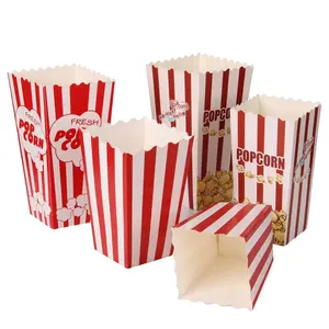 Custom Disposable Printed Popcorn Paper Packaging Box For Cinema Disposable Customised Paper Popcorn Bucket Paper Popcorn Box