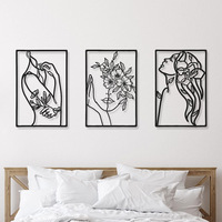 Métal Ligne Art Fleur Mur Cadres Décoration Esthétique Chambre Décor Nordique Décor À La Maison
