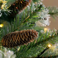 Décorations d'arbre de Noël écologiques de haute qualité 500-1000 lumières LED blanches chaudes pommes de pin givrées comme la neige batterie de support en PVC