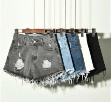 Summer Sexy Hot Shorts Washed Jeans Ripped Denim Shorts High Waist Women Short Jeans Skinny Women Ladies Girls Cotton Denim