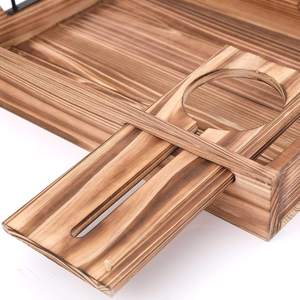 Service de petit-déjeuner en bois antique avec porte-<span class=keywords><strong>gobelet</strong></span> amovible motif végétal plateau de service à café - Product Image 2