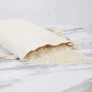 Sac à cordon en toile de coton naturel personnalisé par le fabricant, pochette à cordon en calicot de coton beige avec cordon en coton - Product Image 4