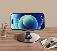 Support de téléphone métallique ajouré réglable 2026, rotatif à 360°, support de bureau universel pour téléphones portables et tablettes