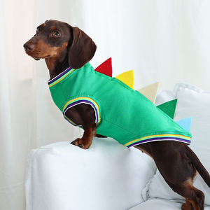 Jaket hewan peliharaan Dachshund mewah rompi anjing poliester halus dengan desain dinosaurus lucu musim dingin sederhana Ukuran XL dan XXL untuk anjing kecil - Product Image 3
