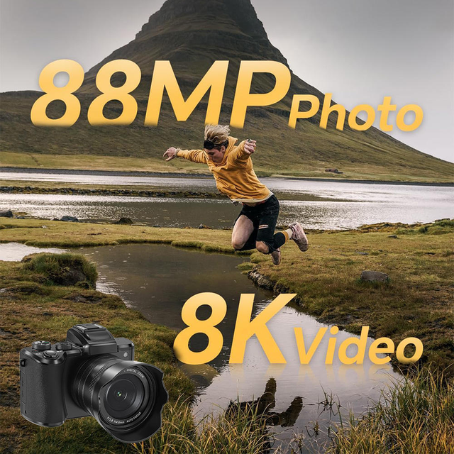 Professional 8K Digital Camera Instant WiFi Transfer Live Streaming 3.2'' Touch Screen 88MP Photography DSLR Digital Cameras