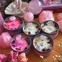 Großhandel Feiertagsgeschenk Handgemachte Getrocknete Blumen Einzigartige Blechdose Kristall-Duftkerze