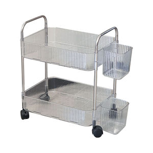Transparent <b>Acrylic</b> Trolley Storage Rack 4 Layers With <b>Mirror</b> Cosmetic Organizer Bedroom Makeup Vanity Mobile Storage Cart - Product Image 5